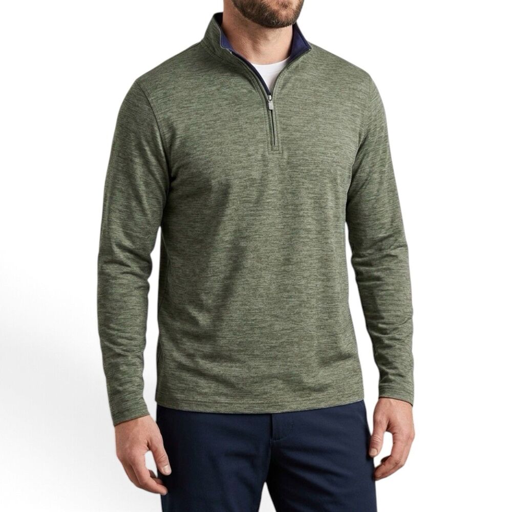 Rorie Whelan Golf 1/4 Zip Pullover Men Large L Green Heathered Active Jacket